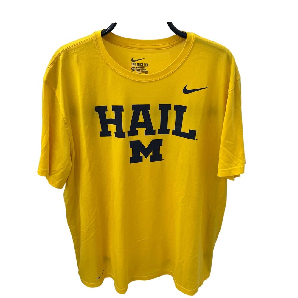 Nike Michigan Wolverines "Hail M" T-Shirt Men's XXL Yellow Dri-FIT NCAA